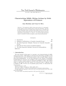 New York Journal of Mathematics Jane Hawkins and Cesar E. Silva