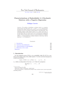 New York Journal of Mathematics Characterizations of Embeddable 3×3 Stochastic