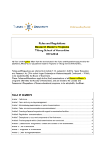 Rules and Regulations Research Master’s Programs Tilburg School of Humanities