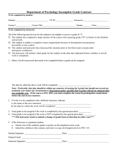 Department of Psychology Incomplete Grade Contract
