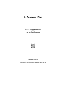 A  Business  Plan Rocky Mountain Region USDA Forest Service of the