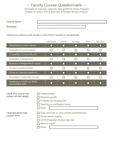 Faculty Course Questionnaire •
