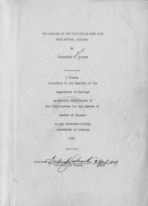 by Frederick N. Houser Departnent of Geology the requirerents for the degree of
