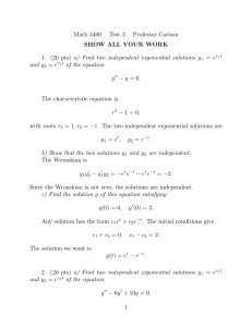 Math 3400 Test 2 Professor Carlson SHOW ALL YOUR WORK