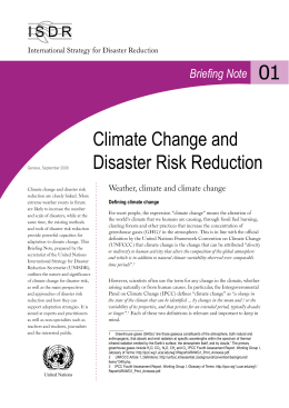 climate change and disaster risk reduction This paper reviews how the fields of disaster risk reduction (drr) and climate change adaptation (cca) have contributed to the understanding of how cities’ are responding to climate change risks and hazards. climate change and disaster risk reduction This paper reviews how the fields of disaster risk reduction (drr) and climate change adaptation (cca) have contributed to the understanding of how cities’ are responding to climate change risks and hazards.