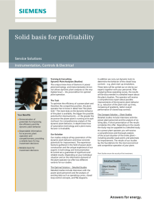Solid basis for profitability Service Solutions Instrumentation, Controls &amp; Electrical