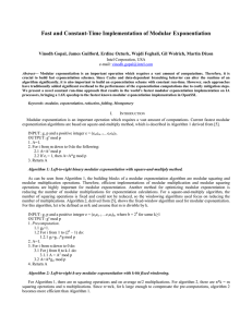 Fast and Constant-Time Implementation of Modular Exponentiation  Vinodh Gopal, Intel Corporation, USA