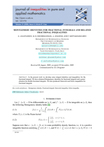 MONTGOMERY IDENTITIES FOR FRACTIONAL INTEGRALS AND RELATED FRACTIONAL INEQUALITIES