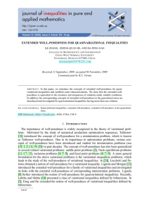 EXTENDED WELL-POSEDNESS FOR QUASIVARIATIONAL INEQUALITIES Communicated by R.U. Verma
