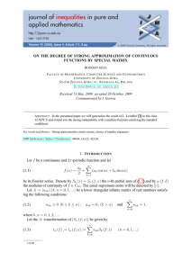 ON THE DEGREE OF STRONG APPROXIMATION OF CONTINUOUS I