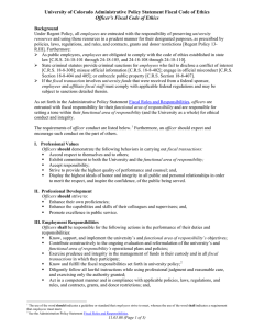 University of Colorado Administrative Policy Statement Fiscal Code of Ethics