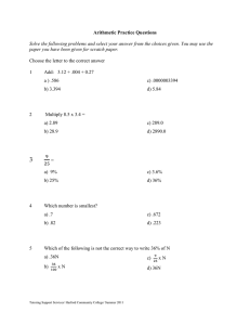 Arithmetic Practice Questions paper you have been given for scratch paper.