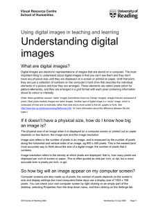 Understanding digital images Using digital images in teaching and learning