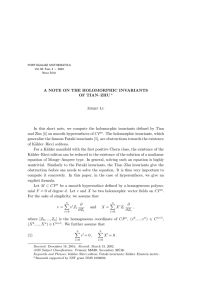 A NOTE ON THE HOLOMORPHIC INVARIANTS OF TIAN–ZHU *