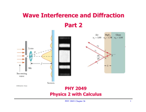 Wave Interference and Diffraction Part 2 PHY 2049 Physics 2 with Calculus