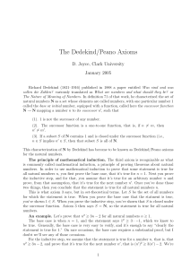 The Dedekind/Peano Axioms D. Joyce, Clark University January 2005