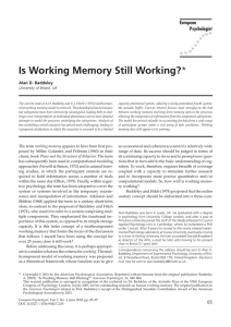Is Working Memory Still Working? European Psychologist Alan D. Baddeley