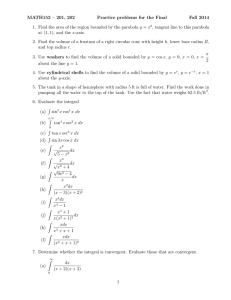 MATH152 – 201, 202 Practice problems for the Final Fall 2014 y