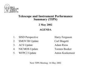 Telescope and Instrument Performance Summary (TIPS)