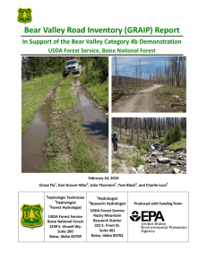 Bear Valley Road Inventory (GRAIP) Report