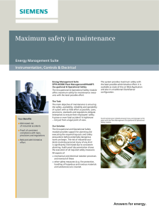Maximum safety in maintenance Energy Management Suite Instrumentation, Controls &amp; Electrical