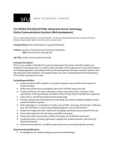 CO-OPERATIVE EDUCATION: Interactive Arts &amp; Technology Online Communications Assistant (Web development)