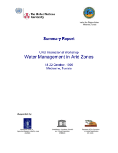 Water Management in Arid Zones Summary Report  UNU International Workshop