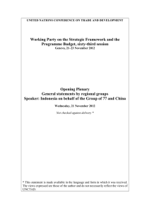 Working Party on the Strategic Framework and the Opening Plenary