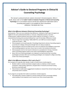 Advisor’s Guide to Doctoral Programs in Clinical &amp; Counseling Psychology