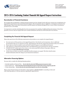 2015–2016 Continuing Student Financial Aid Appeal Request Instructions