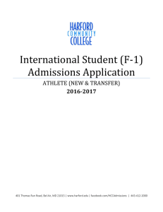 International Student (F-1) Admissions Application ATHLETE (NEW &amp; TRANSFER) 2016-2017