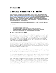 Climate Patterns - El Niño Workshop 13. 