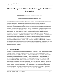 Effective Management of Information Technology  for  Multi-Mission Organizations