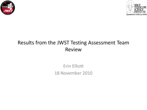 Results from the JWST Testing Assessment Team Review Erin Elliott 18 November 2010