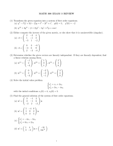 MATH 308 EXAM 3 REVIEW − t − 2t