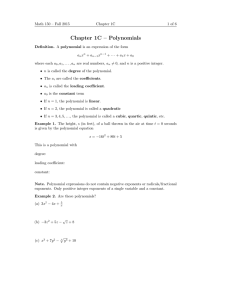 Chapter 1C – Polynomials