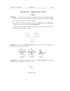 Section 8A – Angles and Circles Angles