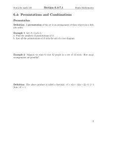 6.4: Permutations and Combinations Section 6.4-7.1 Permutation