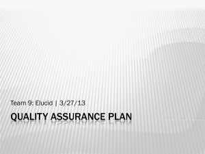 QUALITY ASSURANCE PLAN Team 9: Elucid | 3/27/13