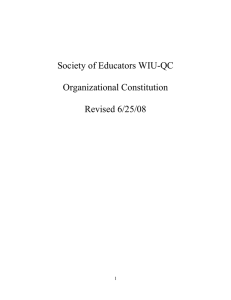 Society of Educators WIU-QC Organizational Constitution Revised 6/25/08