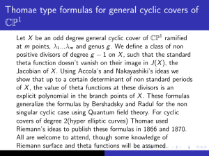 Thomae type formulas for general cyclic covers of CP