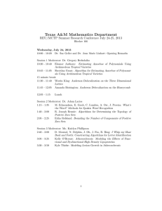 Texas A&amp;M Mathematics Department REU/MCTP Summer Research Conference July 24-25, 2013