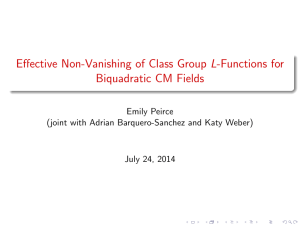 Effective Non-Vanishing of Class Group L-Functions for Biquadratic CM Fields Emily Peirce