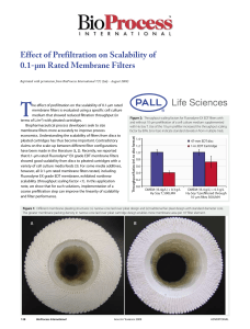 T Effect of Prefiltration on Scalability of 0.1-µm Rated Membrane Filters