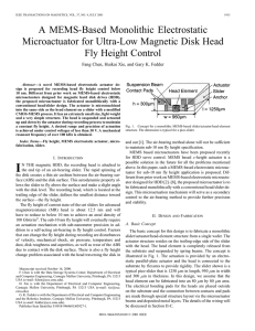 A MEMS-Based Monolithic Electrostatic Microactuator for Ultra-Low Magnetic Disk Head