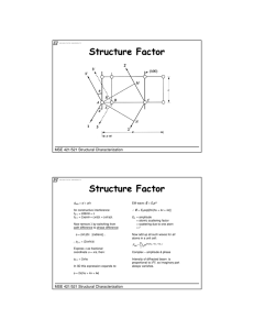 Structure Factor MSE 421/521 Structural Characterization