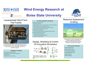 Wind Energy Research at Boise State University Current &amp; Recent Activities