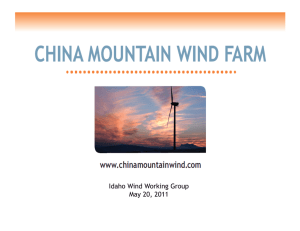 Idaho Wind Working Group May 20, 2011