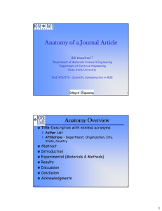 Anatomy of a Journal Article Bill Knowlton