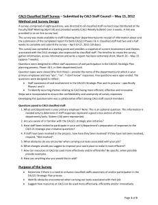 CALS Classified Staff Survey – Submitted by CALS Staff Council –... Method and Survey Design